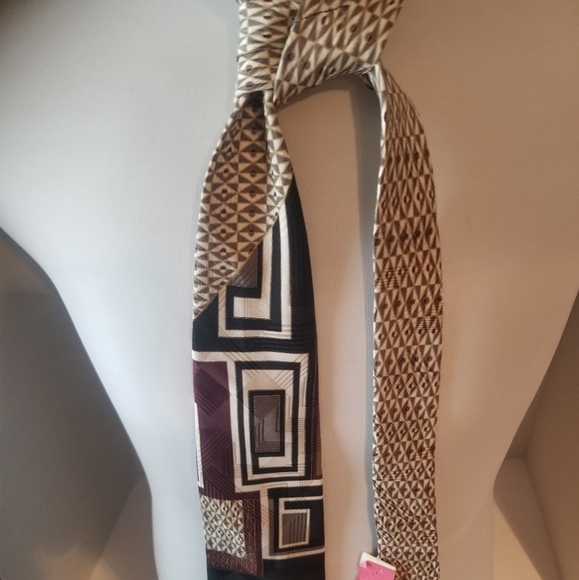 Vintage Gianfranco RUFFINI Made in Italy Black & Tan Tie - Picture 2 of 6